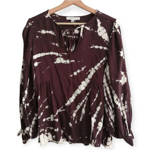 Young Fabulous and Broke Tie Dye Blouse Purple White Boho XS